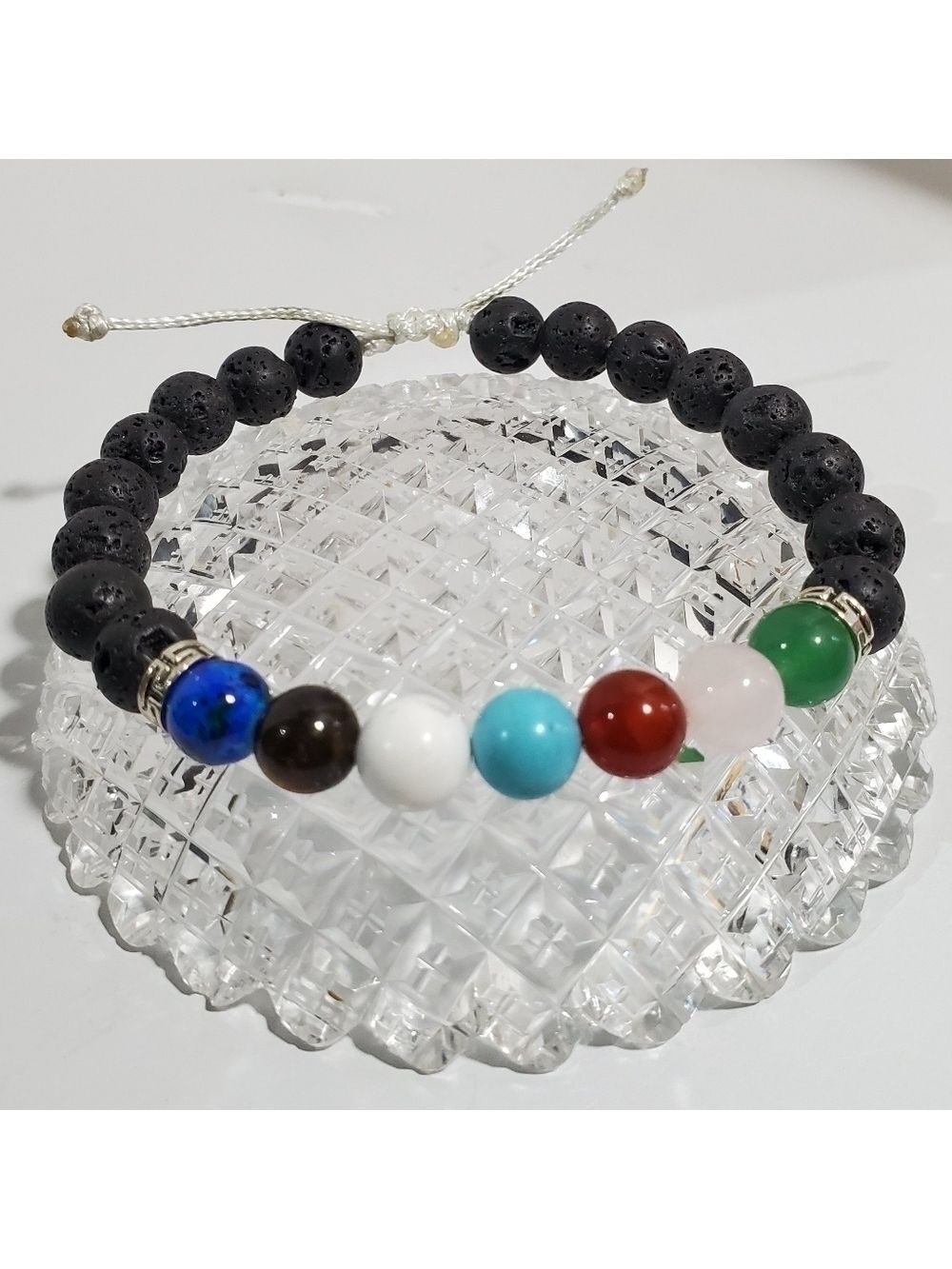 Healing Chakra and Lava natural stone adjustable bracelet